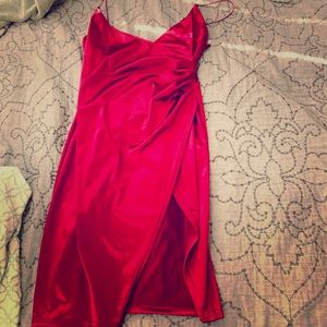 Satin dress with slit